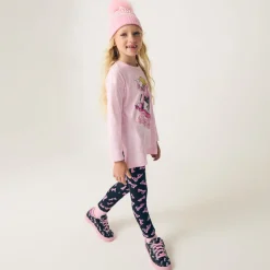Monnalisa Outfit Sets*Girls Pink & Black Barbie Leggings Set