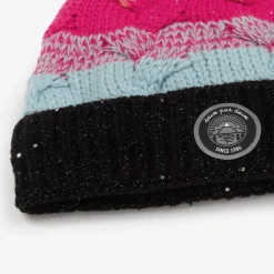Deux par Deux Hats*Girls Pink & Black Knitted Pom-Pom Hat