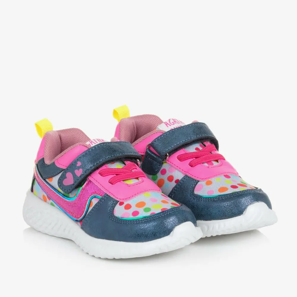 Agatha Ruiz de la Prada Trainers|Trainers*Girls Pink & Blue Dot Print Trainers