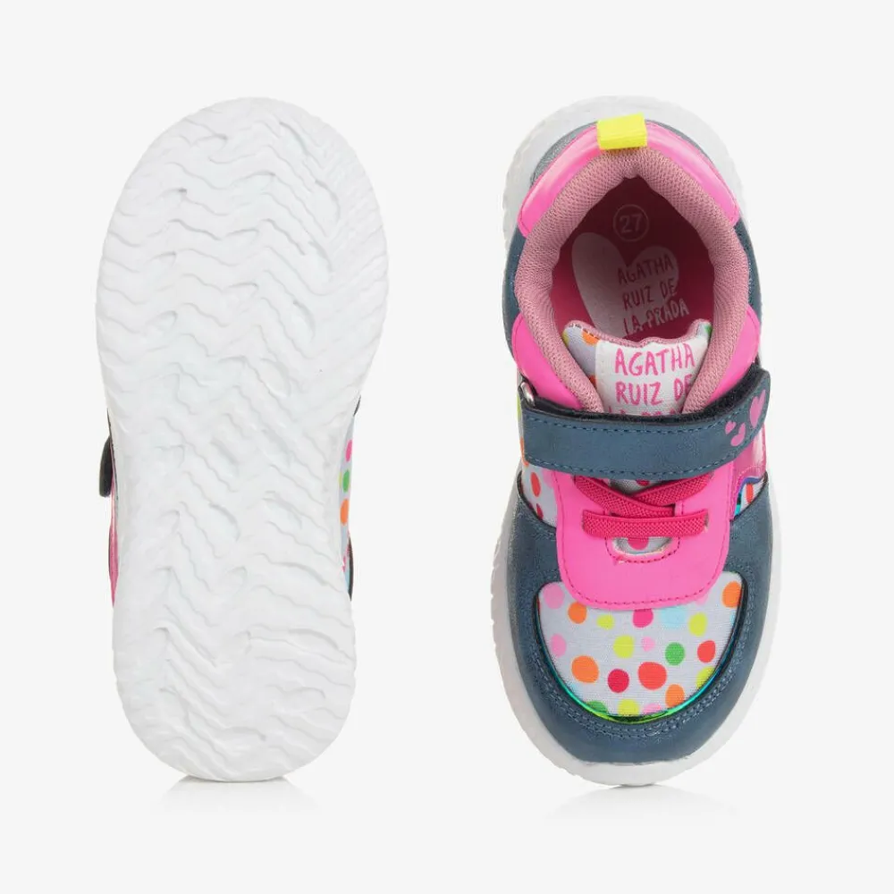 Agatha Ruiz de la Prada Trainers|Trainers*Girls Pink & Blue Dot Print Trainers