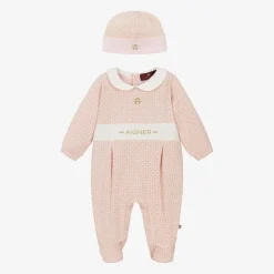AIGNER Gifts|Babysuits*Girls Pink & Gold Cotton Babysuit Set