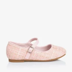 Sevva Bar Shoes|Bar Shoes*Girls Pink & Gold Tweed Shoes
