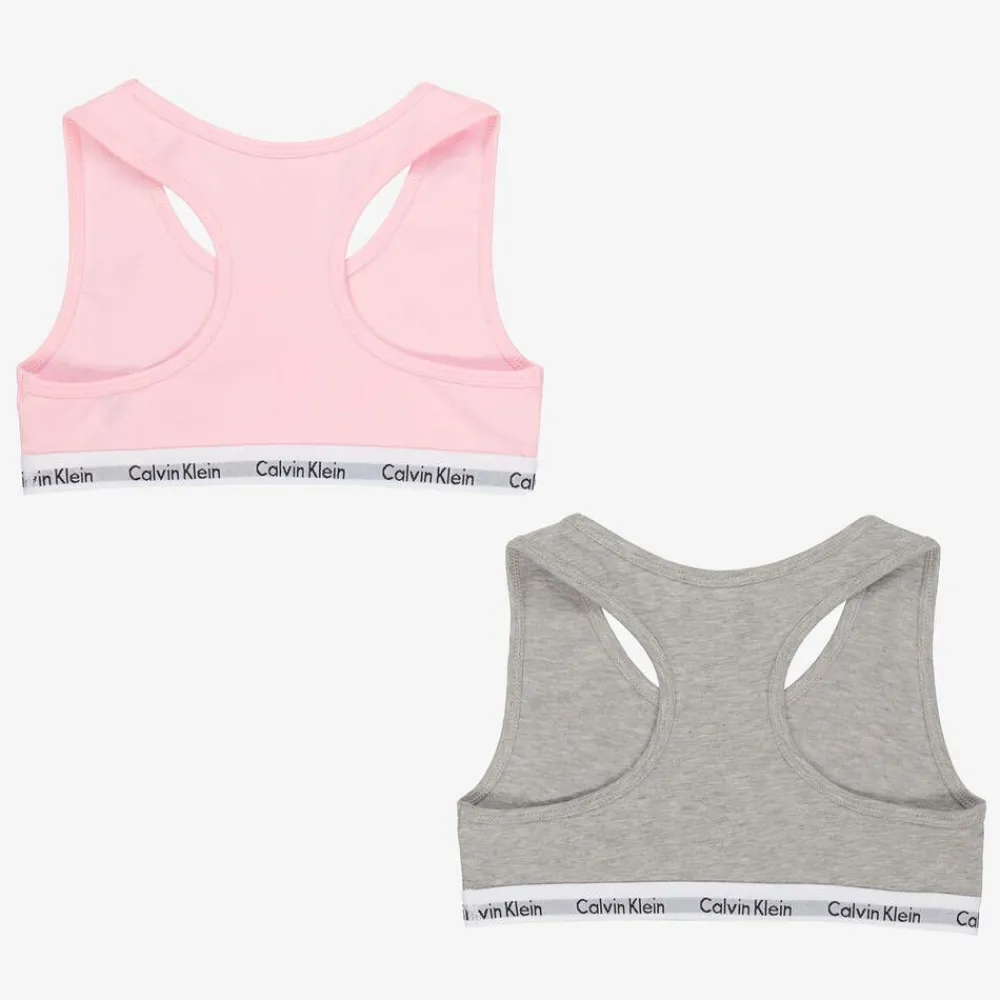 Calvin Klein Underwear*Girls Pink & Grey Cotton Bralettes (2 Pack)