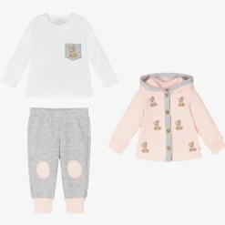Caramelo Kids Tracksuits|Tracksuits*Girls Pink & Grey Tracksuit Set