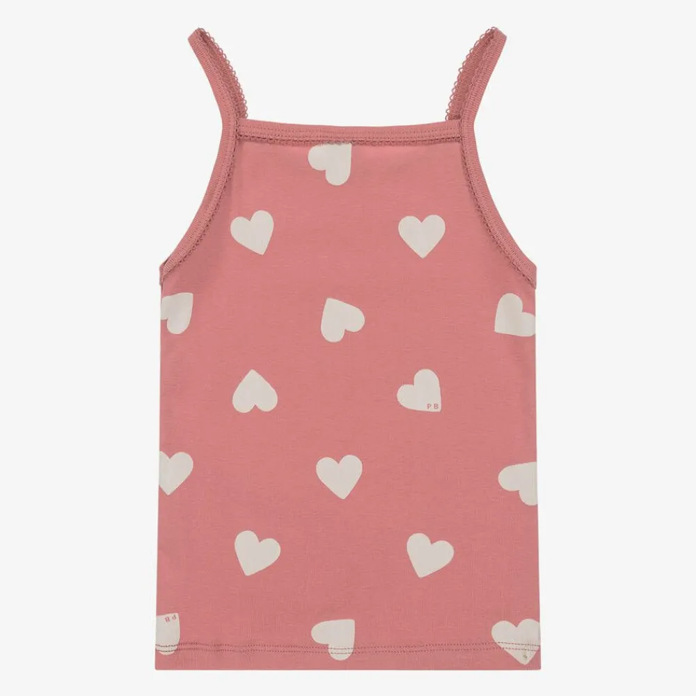 Petit Bateau Underwear*Girls Pink & Ivory Organic Cotton Vests (2 Pack)
