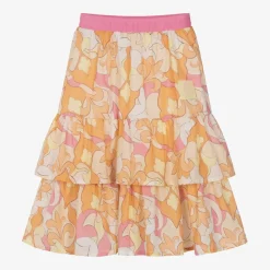 AIGNER Skirts*Girls Pink & Orange Cotton Tiered Skirt