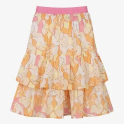 AIGNER Skirts*Girls Pink & Orange Cotton Tiered Skirt