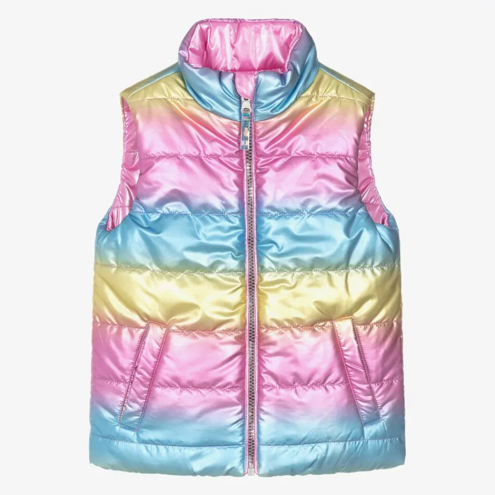 Hatley Coats & Jackets*Girls Pink & Rainbow Reversible Gilet