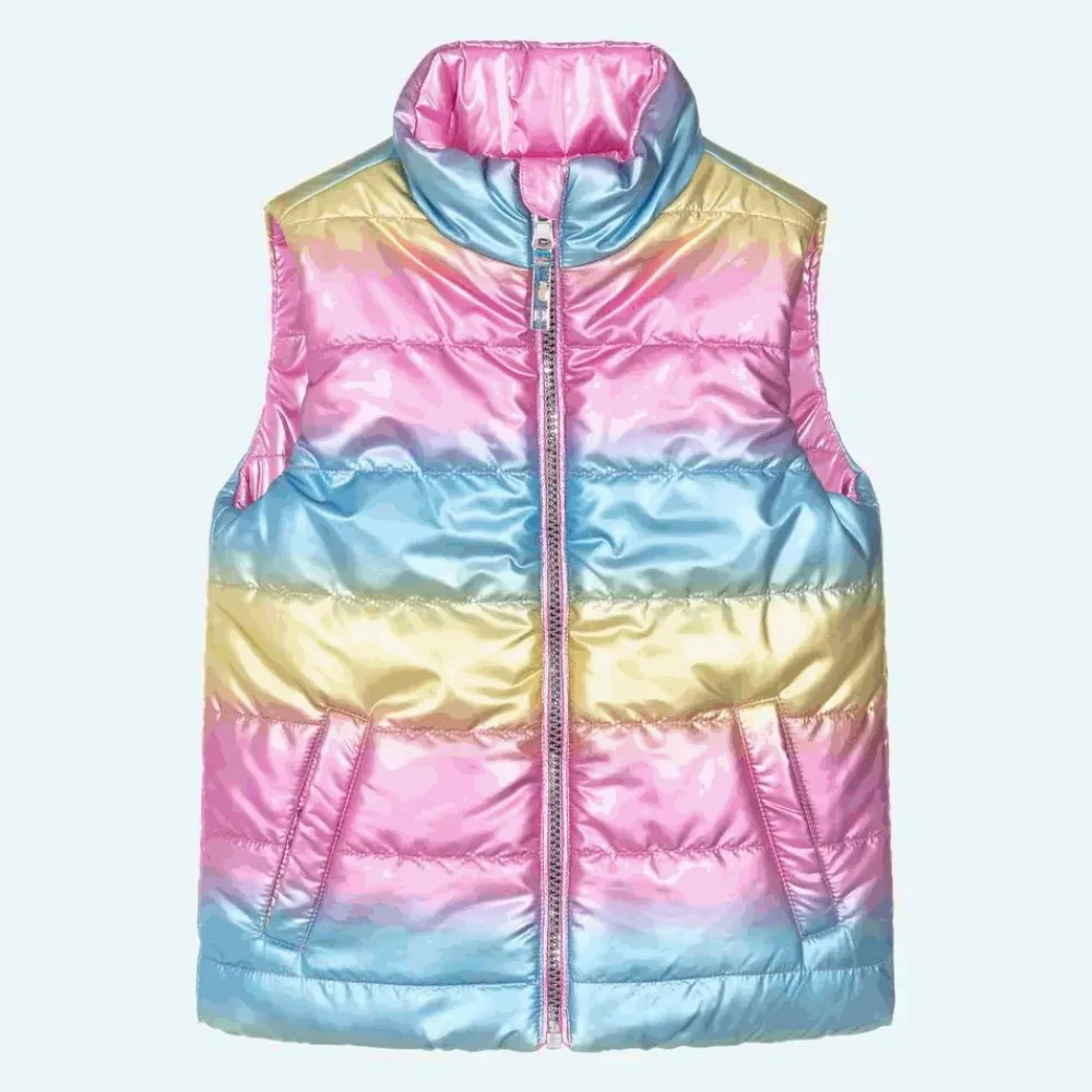 Hatley Coats & Jackets*Girls Pink & Rainbow Reversible Gilet