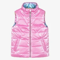 Hatley Coats & Jackets*Girls Pink & Rainbow Reversible Gilet