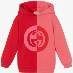 Gucci Tops*Girls Pink & Red Logo Hoodie