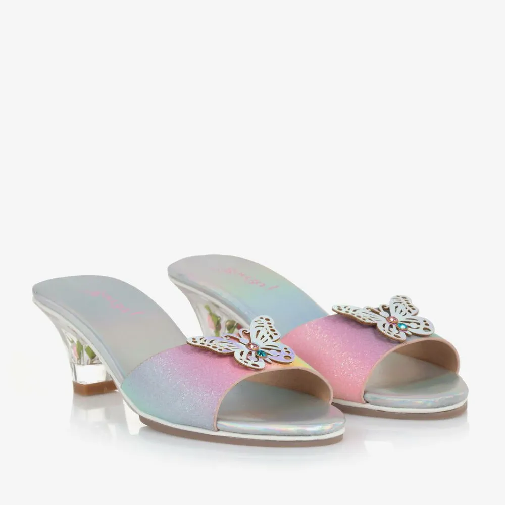 Souza Wedges & Heels|Wedges & Heels*Girls Pink & Silver Iridescent Heeled Shoes