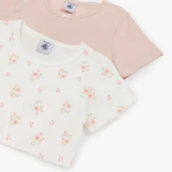 Petit Bateau Underwear*Girls Pink & White Organic Cotton Vests (2 Pack)