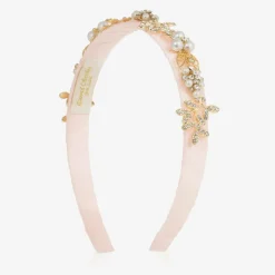 David Charles Hair Accessories*Girls Pink & Diamanté Leaves Hairband