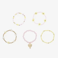 Angels Face Jewellery*Girls Pink & Yellow Bead Bracelets (5 Pack)