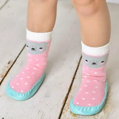 Powell Craft Slippers|Slippers*Girls Pink Bear Slipper Socks