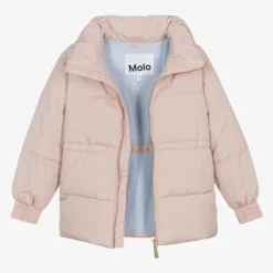Molo Coats & Jackets*Girls Pink Butterfly Puffer Jacket