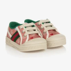 Gucci Trainers*Girls Pink Canvas Double G 1977 Trainers