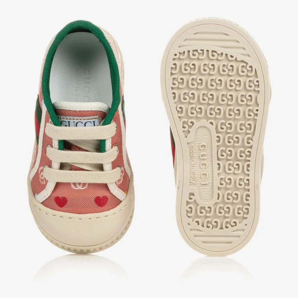 Gucci Trainers*Girls Pink Canvas Double G 1977 Trainers