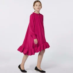 Lanvin Dresses*Girls Pink Charmeuse Ruffle Dress