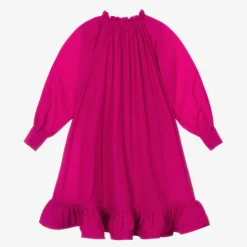 Lanvin Dresses*Girls Pink Charmeuse Ruffle Dress