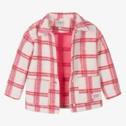 Guess Coats & Jackets*Girls Pink Check Jacket