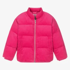 Molo Coats & Jackets*Girls Pink Corduroy Puffer Jacket ShockingPink