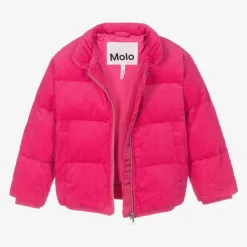 Molo Coats & Jackets*Girls Pink Corduroy Puffer Jacket ShockingPink