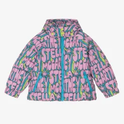 Stella McCartney Kids Coats & Jackets*Girls Pink Cosmic Hooded Puffer Jacket
