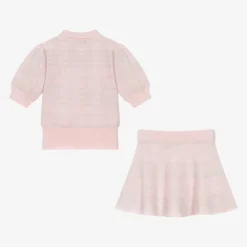 Angels Face Outfit Sets*Girls Pink Cotton & Lurex Check Skirt Set FairyPink