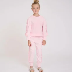 Angels Face Tracksuits*Girls Pink Cotton & Tulle Frill Tracksuit