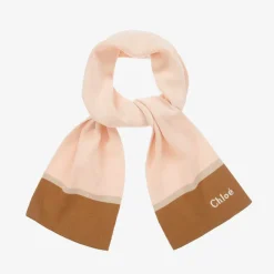 Chloé Scarves*Girls Pink Cotton & Wool Knit Scarf