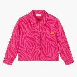 Joyday Coats & Jackets*Girls Pink Cotton Animal Print Jacket