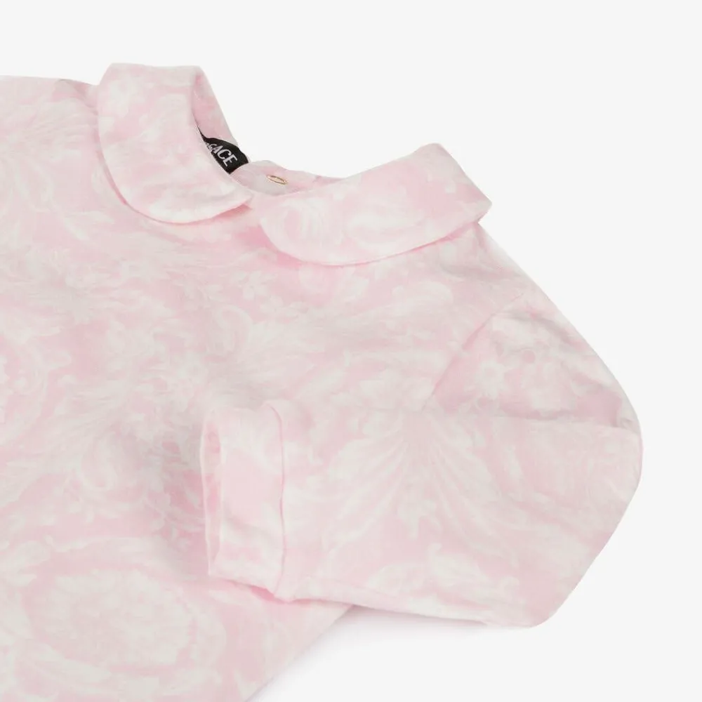 Versace Gifts|Babysuits*Girls Pink Cotton Babysuit & Hat Set