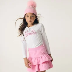Monnalisa Skirts*Girls Pink Cotton Barbie Ruffle Skirt