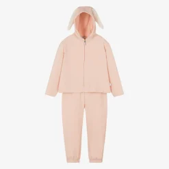 Il Gufo Tracksuits*Girls Pink Cotton Bunny Tracksuit