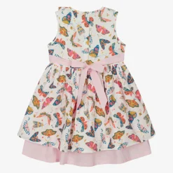 Powell Craft Dresses*Girls Pink Cotton Butterfly Print Dress