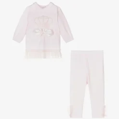Sofija Outfit Sets|Outfit Sets*Girls Pink Cotton Crown Leggings Set