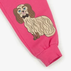 Mini Rodini Trousers*Girls Pink Cotton Dog Print Joggers