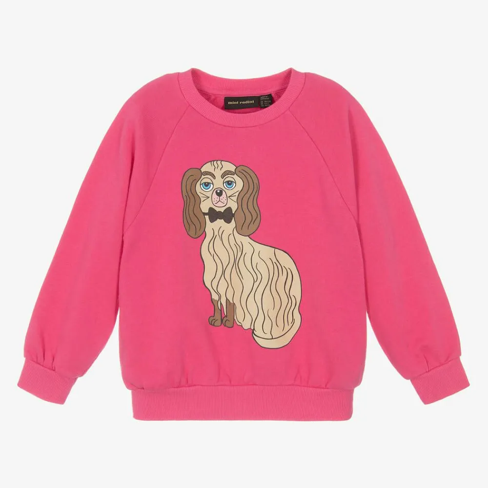 Mini Rodini Gifts*Girls Pink Cotton Dog Print Sweatshirt
