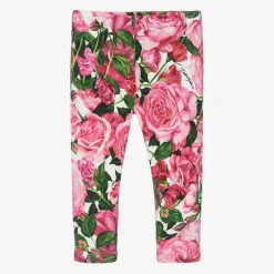 Dolce amp; Gabbana Leggings*Girls Pink Cotton Floral Leggings
