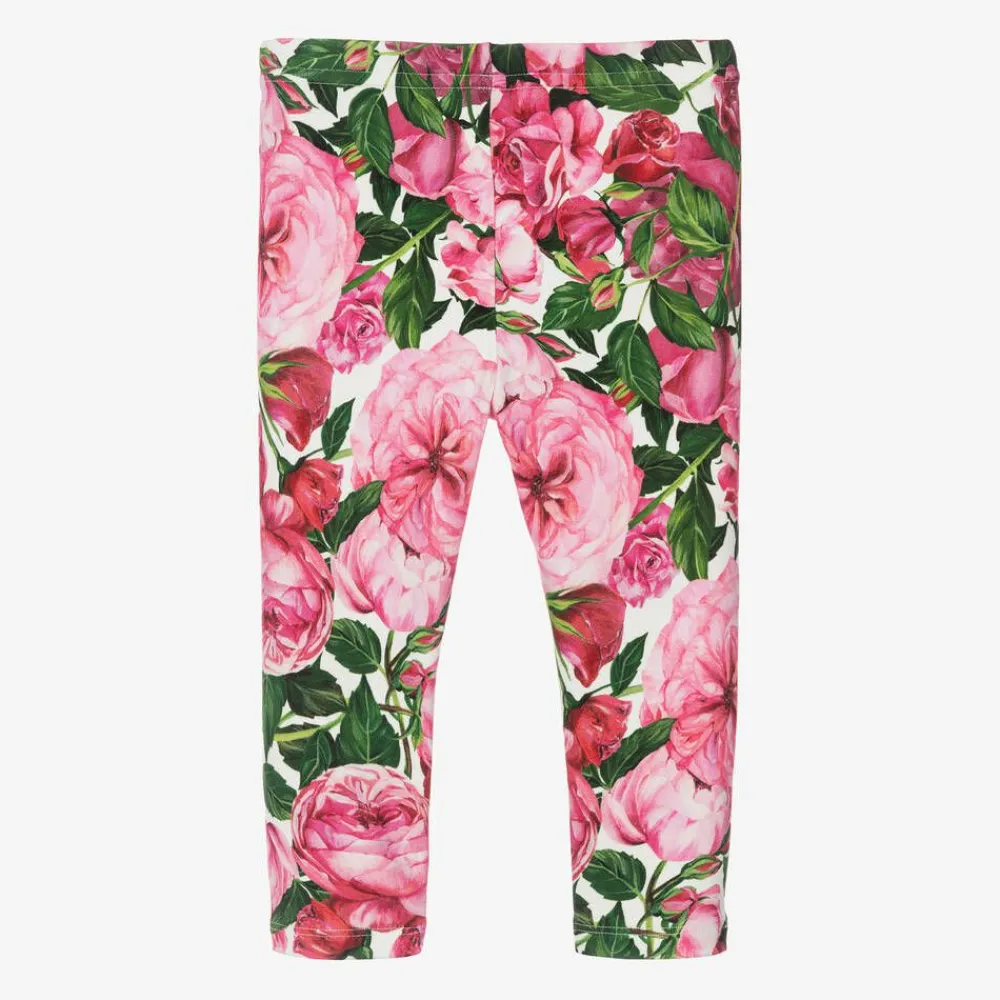 Dolce amp; Gabbana Leggings*Girls Pink Cotton Floral Leggings