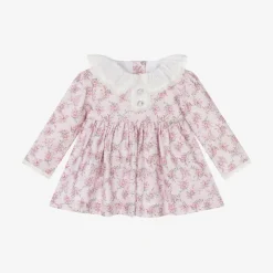 Foque Dresses*Girls Pink Cotton Floral Dress