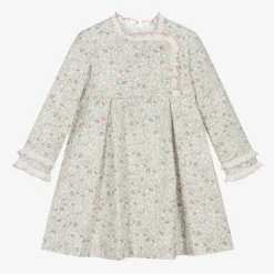 Foque Dresses*Girls Pink Cotton Floral Dress