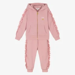 Angels Face Tracksuits*Girls Pink Cotton Frilled Tracksuit TeaRose