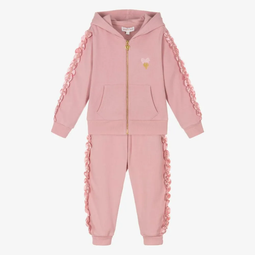 Angels Face Tracksuits*Girls Pink Cotton Frilled Tracksuit TeaRose