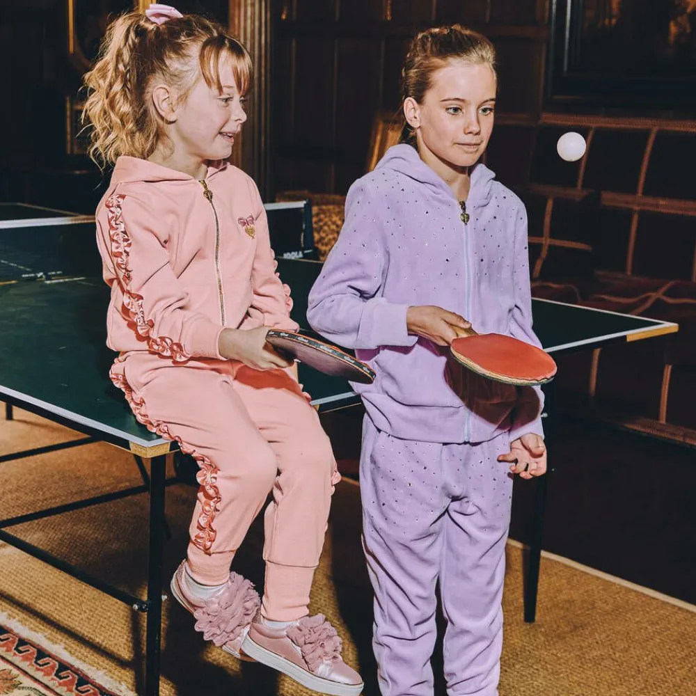 Angels Face Tracksuits*Girls Pink Cotton Frilled Tracksuit TeaRose