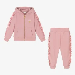 Angels Face Tracksuits*Girls Pink Cotton Frilled Tracksuit TeaRose