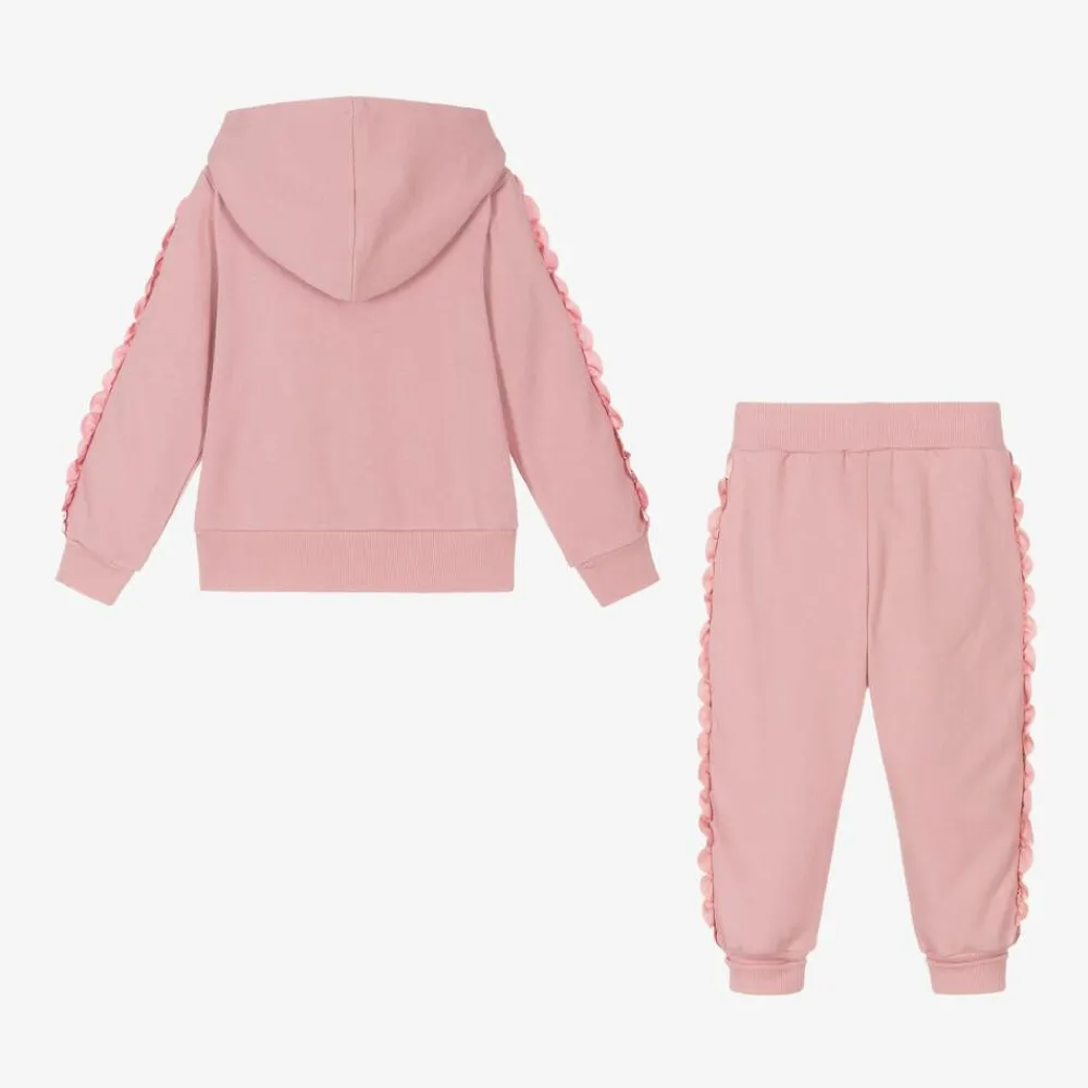 Angels Face Tracksuits*Girls Pink Cotton Frilled Tracksuit TeaRose