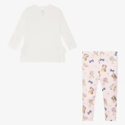 Monnalisa Outfit Sets*Girls Pink Cotton Headphones Leggings Set